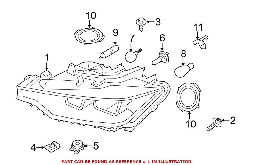 BMW Headlight Assembly - Driver Side (Halogen) 63117338709